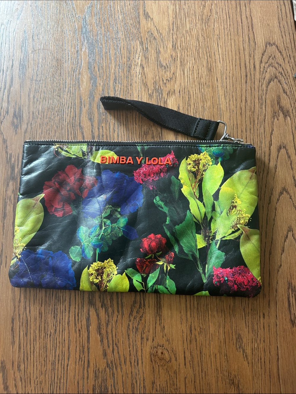 Bimba y Lola Black Floral Wristlet Pouch